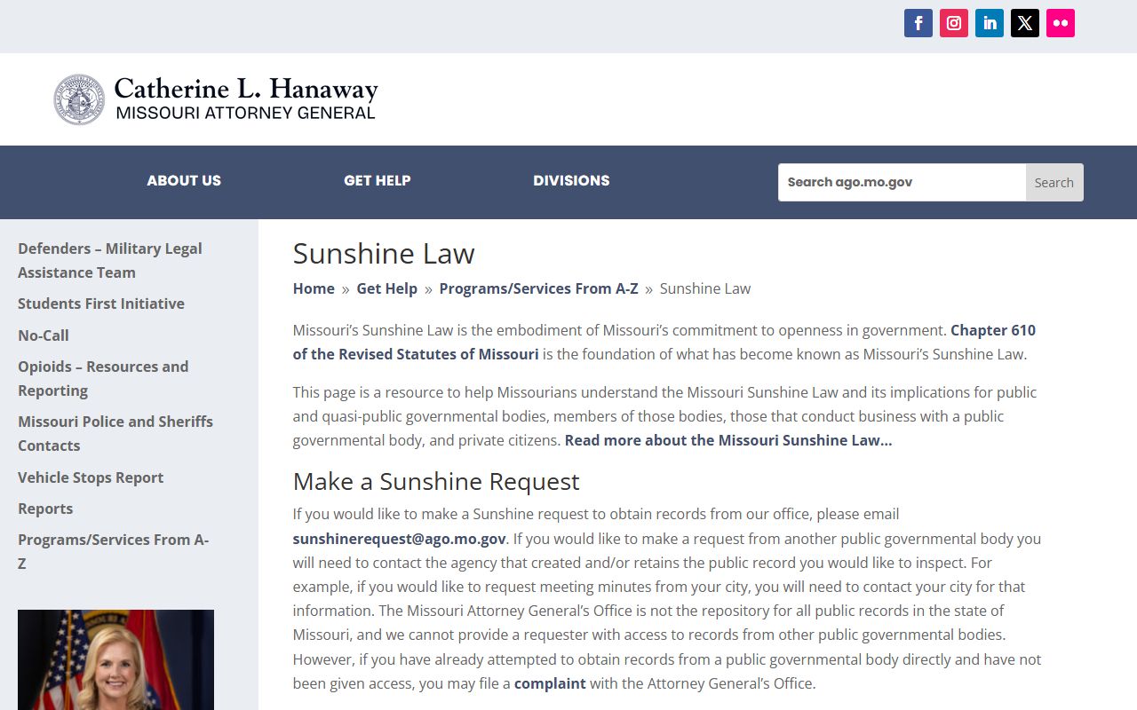Ste. Genevieve County court dockets Missouri Attorney General Sunshine Law guidance