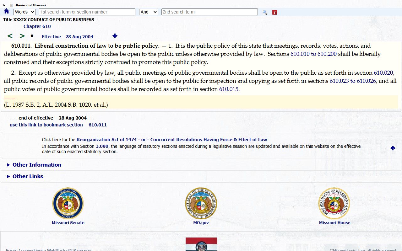 Ste. Genevieve County court records Missouri Sunshine Law public records policy