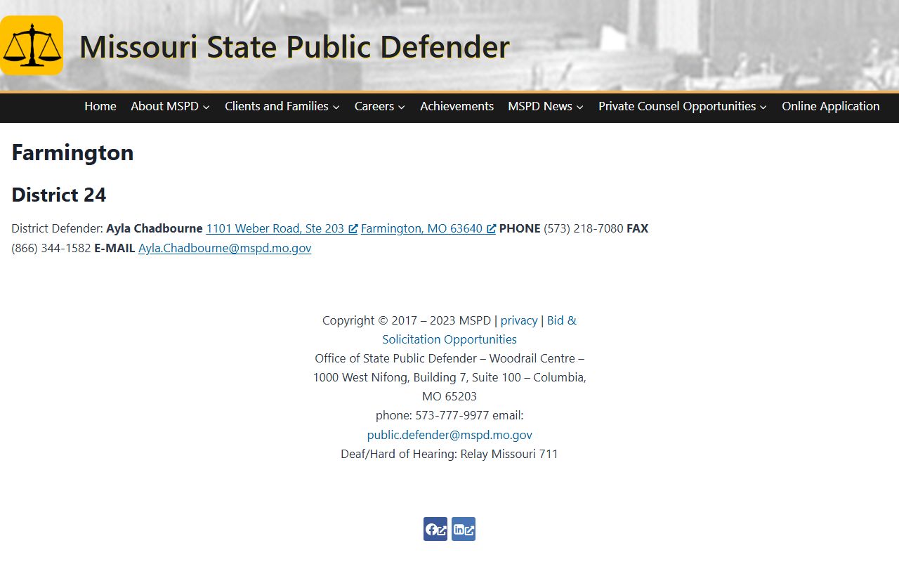 Ste. Genevieve County criminal court records Missouri State Public Defender Farmington office