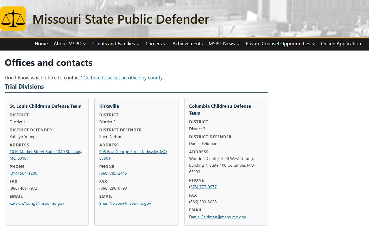 Ste. Genevieve County criminal court records MSPD offices and contacts