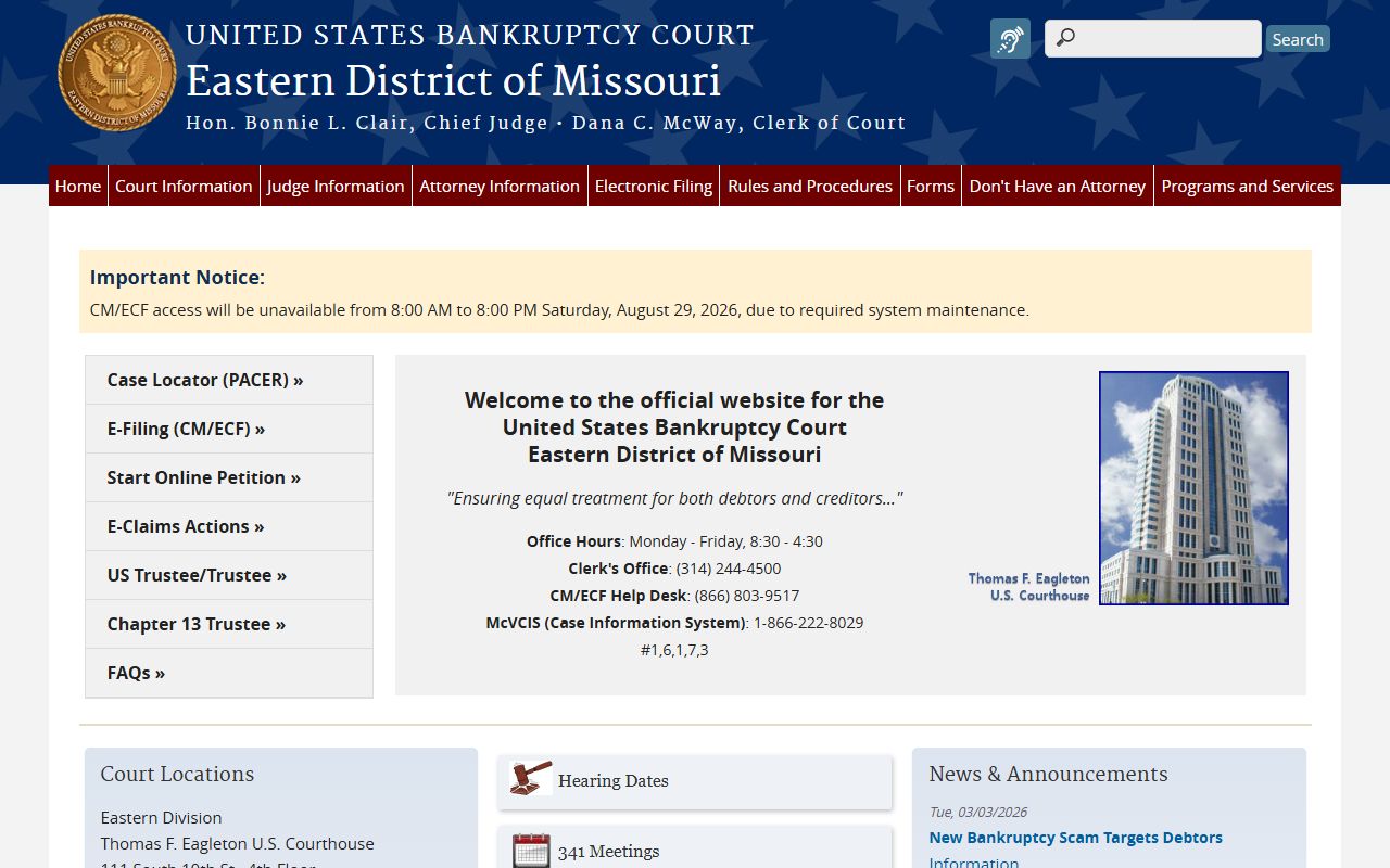 Ste. Genevieve County probate records federal bankruptcy court homepage