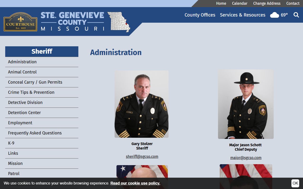 Ste. Genevieve County warrant records sheriff administration contacts